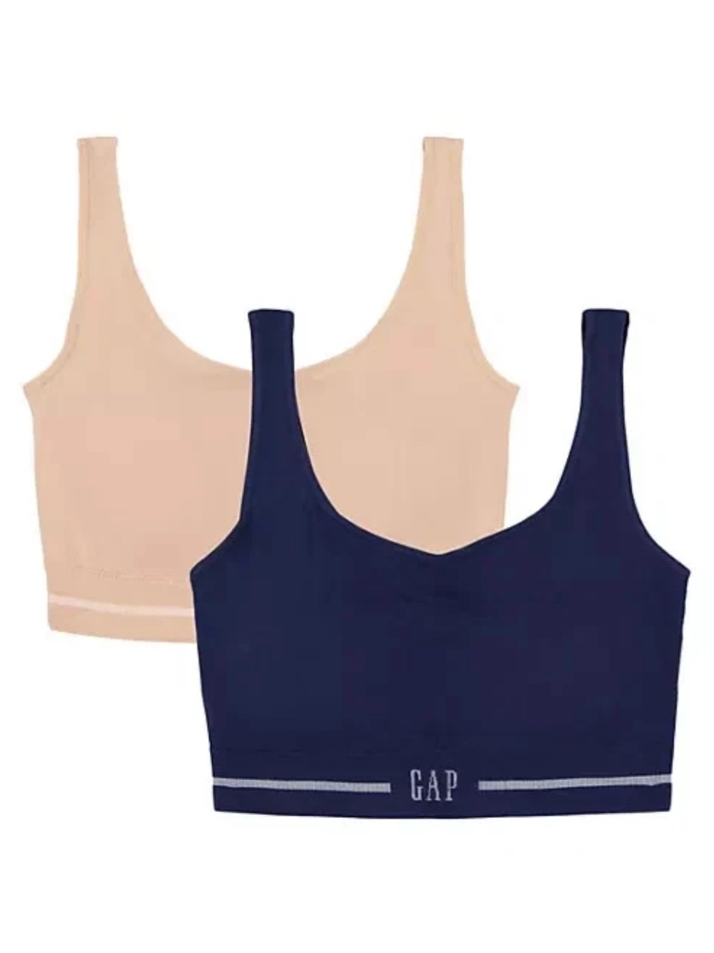 GapBody 2-Pack Seamless Cotton Comfort Bra-Elysian Blue/Neutral-Women Size Large